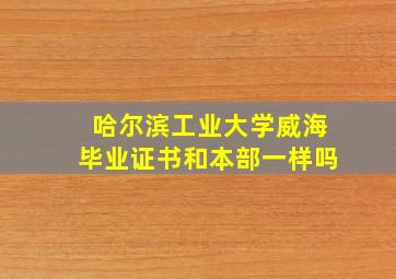 哈尔滨工业大学威海毕业证书和本部一样吗