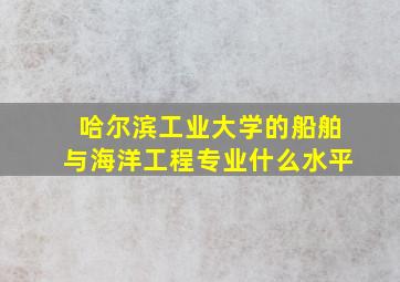 哈尔滨工业大学的船舶与海洋工程专业什么水平