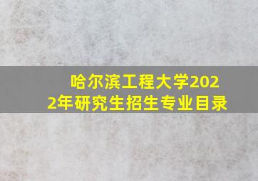 哈尔滨工程大学2022年研究生招生专业目录