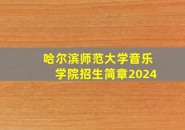 哈尔滨师范大学音乐学院招生简章2024