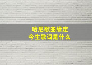 哈尼歌曲缘定今生歌词是什么