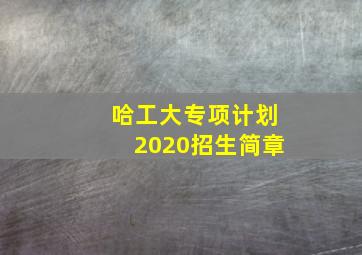 哈工大专项计划2020招生简章