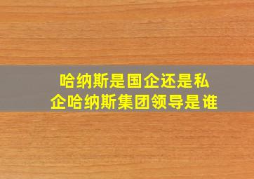 哈纳斯是国企还是私企哈纳斯集团领导是谁