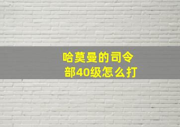 哈莫曼的司令部40级怎么打