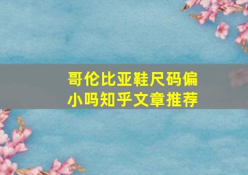 哥伦比亚鞋尺码偏小吗知乎文章推荐