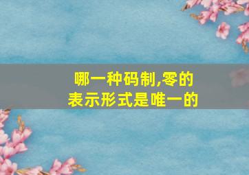 哪一种码制,零的表示形式是唯一的