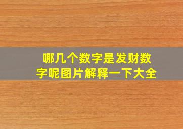 哪几个数字是发财数字呢图片解释一下大全