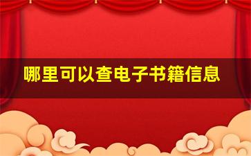 哪里可以查电子书籍信息