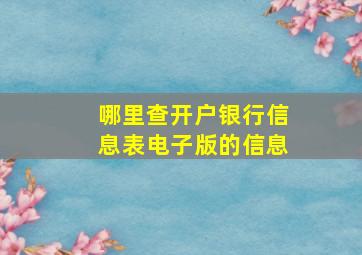 哪里查开户银行信息表电子版的信息