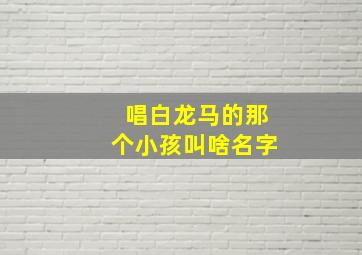 唱白龙马的那个小孩叫啥名字