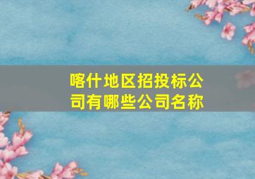 喀什地区招投标公司有哪些公司名称