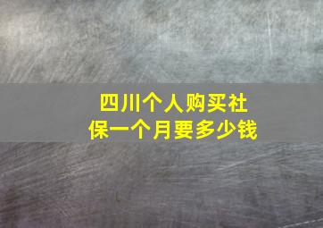 四川个人购买社保一个月要多少钱