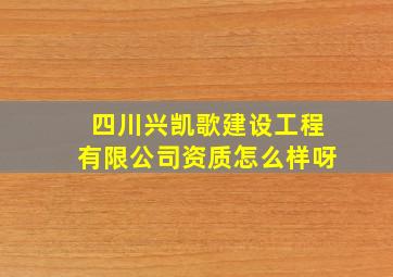 四川兴凯歌建设工程有限公司资质怎么样呀