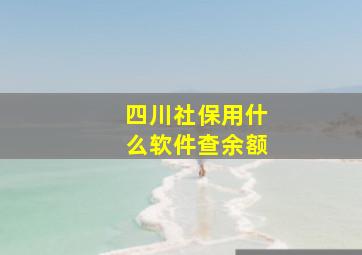 四川社保用什么软件查余额