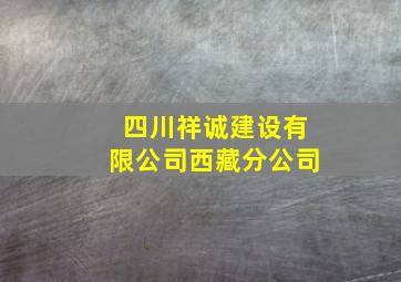 四川祥诚建设有限公司西藏分公司