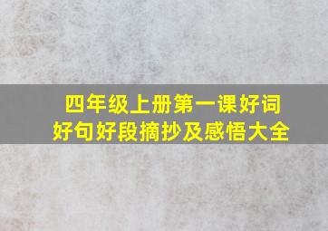 四年级上册第一课好词好句好段摘抄及感悟大全