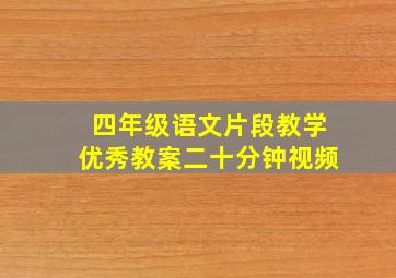 四年级语文片段教学优秀教案二十分钟视频