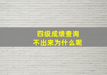 四级成绩查询不出来为什么呢