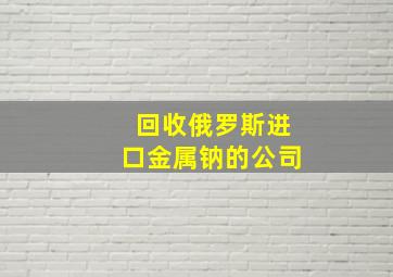 回收俄罗斯进口金属钠的公司