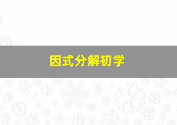 因式分解初学