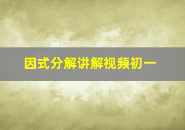 因式分解讲解视频初一