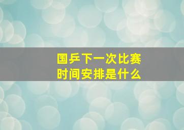 国乒下一次比赛时间安排是什么