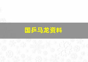 国乒马龙资料