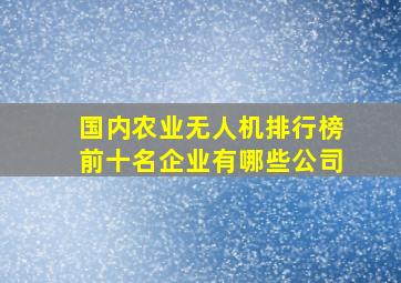 国内农业无人机排行榜前十名企业有哪些公司