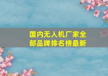 国内无人机厂家全部品牌排名榜最新