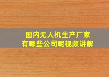 国内无人机生产厂家有哪些公司呢视频讲解