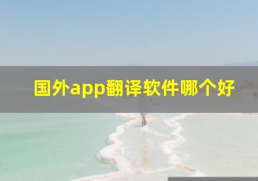 国外app翻译软件哪个好