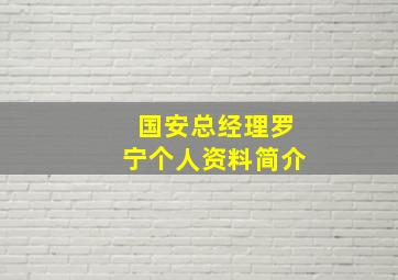 国安总经理罗宁个人资料简介