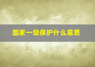 国家一级保护什么意思