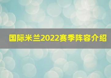 国际米兰2022赛季阵容介绍