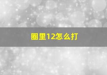 圈里12怎么打