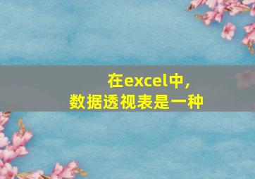 在excel中,数据透视表是一种