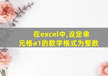 在excel中,设定单元格a1的数字格式为整数