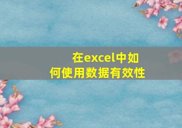 在excel中如何使用数据有效性