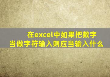 在excel中如果把数字当做字符输入则应当输入什么