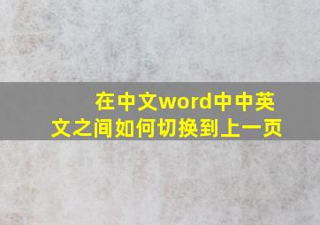 在中文word中中英文之间如何切换到上一页