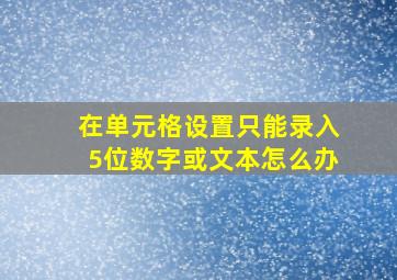 在单元格设置只能录入5位数字或文本怎么办