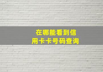 在哪能看到信用卡卡号码查询