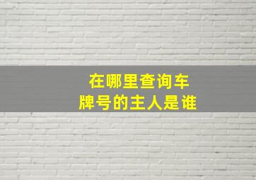 在哪里查询车牌号的主人是谁