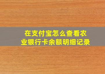 在支付宝怎么查看农业银行卡余额明细记录