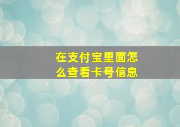 在支付宝里面怎么查看卡号信息