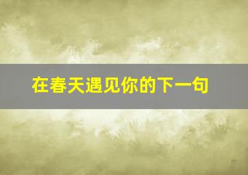 在春天遇见你的下一句