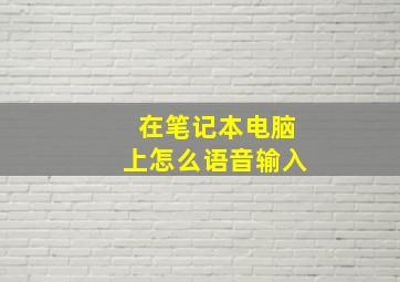 在笔记本电脑上怎么语音输入