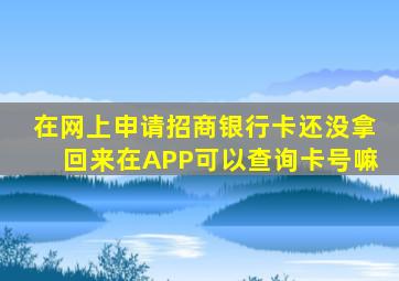 在网上申请招商银行卡还没拿回来在APP可以查询卡号嘛