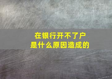 在银行开不了户是什么原因造成的