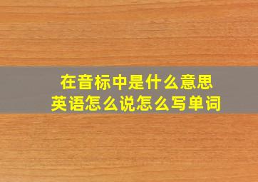 在音标中是什么意思英语怎么说怎么写单词